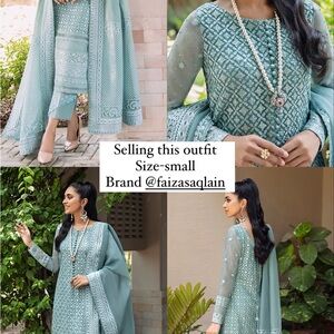 Faiza Saqlain Stylish Blue Outfit